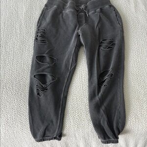 Nsf washed out black saydee distressed slouchy joggers  size large